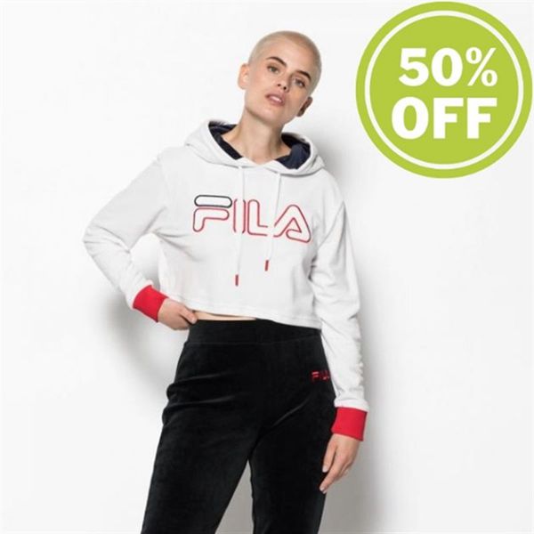 Fila Mikiny Damske Biele - Antonella Cropped Velour Hoodie Cropped,Velour Er Vypredaj - Slovakia 784